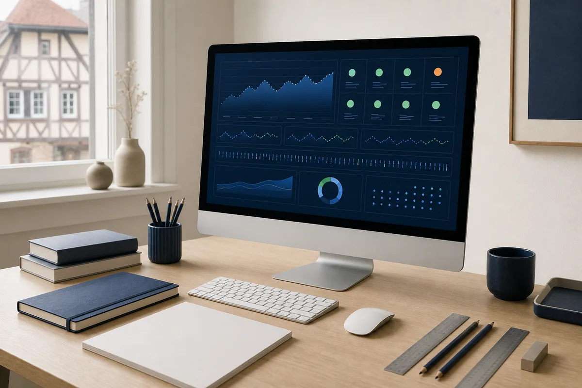Écran affichant un tableau de bord de performance et de disponibilité d&rsquo;un site