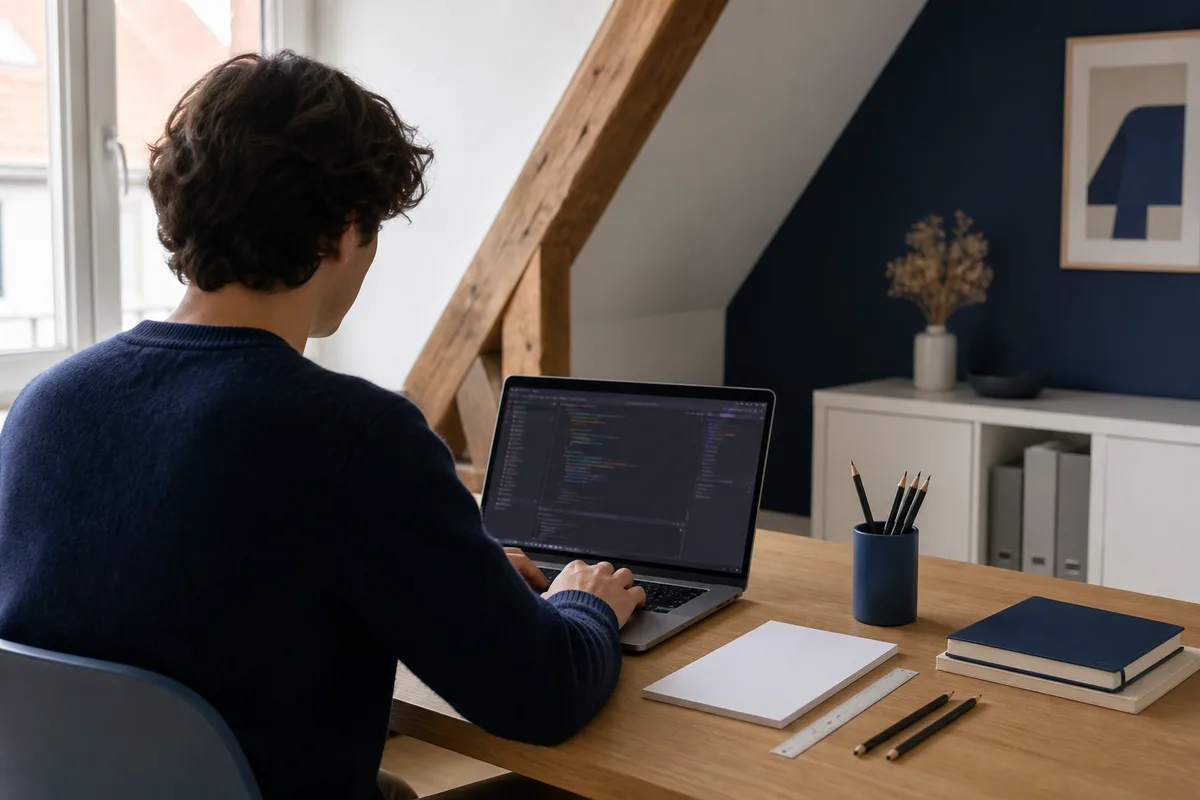 Personne suivant un cours de programmation sur un ordinateur portable