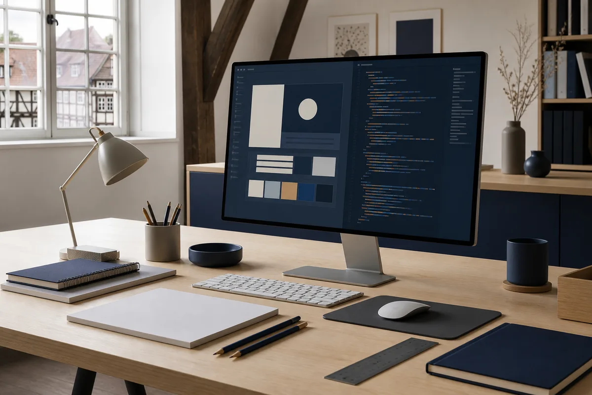 Écran partagé entre une interface graphique et des lignes de code